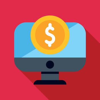 computadora pantalla mostrando dólar moneda digital bancario vector