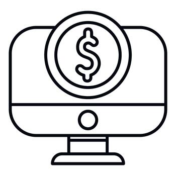 computadora monitor mostrando dólar moneda en línea pago vector