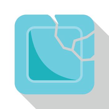 Ice cube breaking apart with cracks icon vector