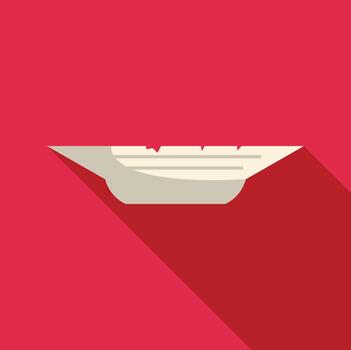 White paper boat floating on red background vector