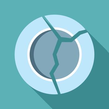 Broken plate with cracks showing damage and misfortune vector