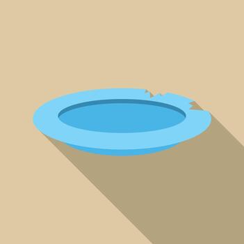 Broken plate icon with long shadow effect vector