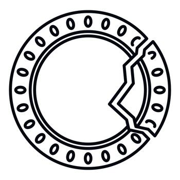 Broken bearing showing mechanical failure and damage line art vector