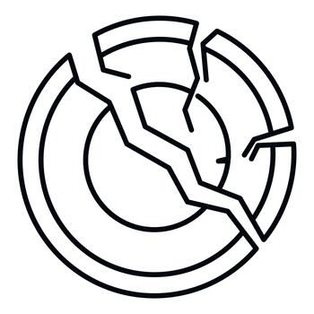 Broken circular target icon symbolizing failure and damage vector