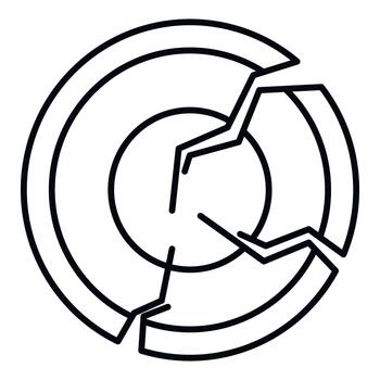 Broken pie chart icon representing financial crisis and breakdown vector