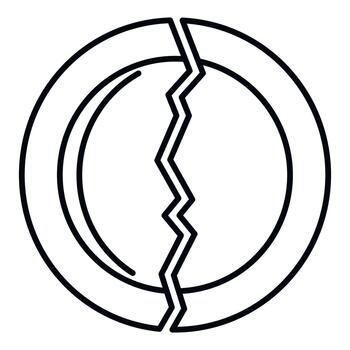 Broken plate icon showing failure and damage vector