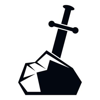 Sword of destiny embedded in a rock symbol vector