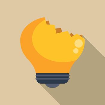 Broken light bulb representing failed idea or creativity vector