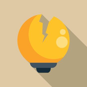 Broken light bulb representing idea failure and burnout vector
