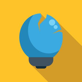 A blue light bulb with a broken shell on it vector