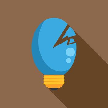 Broken light bulb showing failure and lost idea icon vector