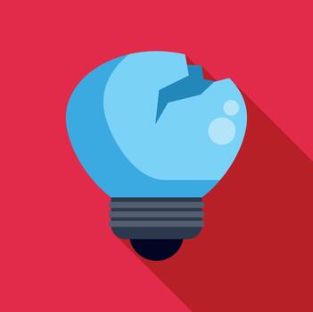 Broken light bulb representing idea failure or burnout vector