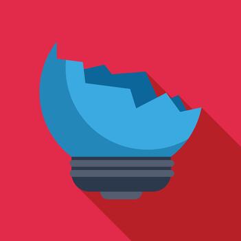 Broken light bulb icon representing failed idea or problem vector
