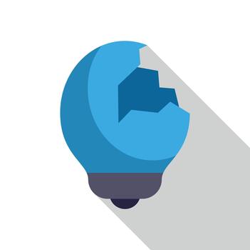 Broken lightbulb icon representing failed idea concept vector