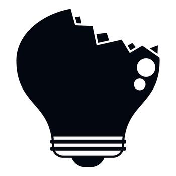 Broken light bulb silhouette symbolizing a failed idea vector