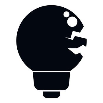 roto bombilla silueta representando fracaso y dañar concepto vector