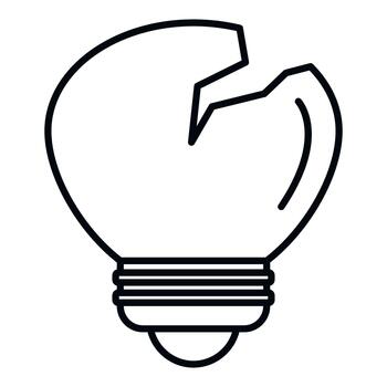 Broken light bulb showing failure and lost idea concept vector