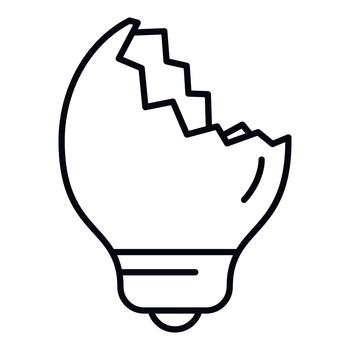 Broken lightbulb icon representing idea failure and collapse vector