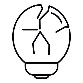 Broken light bulb icon symbolizing idea failure vector