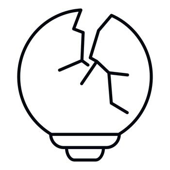Broken light bulb icon representing failed idea concept vector