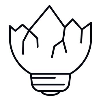 Broken lightbulb icon representing failed idea or problem vector