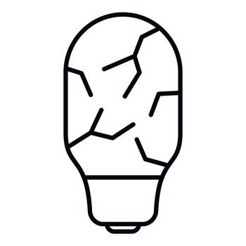 Broken light bulb outline icon representing failed idea vector