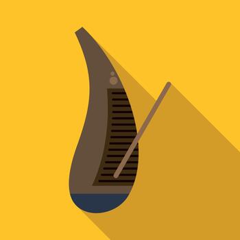 Venetian gondola boat with oar in flat design style vector