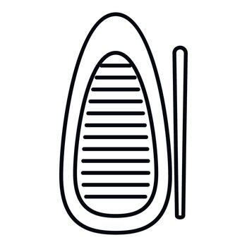 Inflatable dinghy with oar top view line art vector
