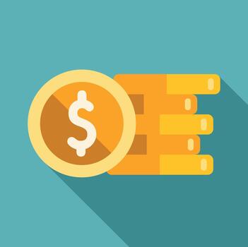 Dollar coin and stack representing money and savings vector