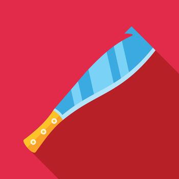 Machete tool icon with long shadow effect vector