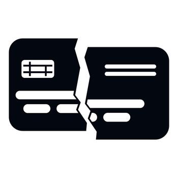Broken credit card icon representing financial debt and limits vector