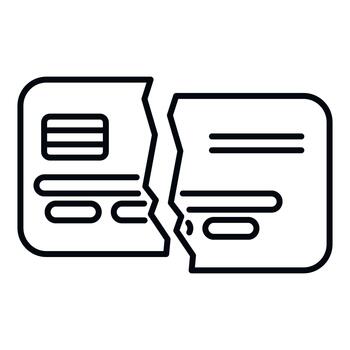 Broken credit card icon representing a payment failure vector