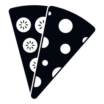 Pizza slices with various toppings icon vector
