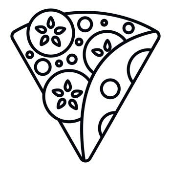 Outline illustrating folded savory crepe with cucumber slices vector