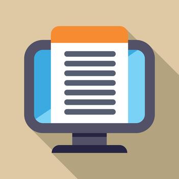 Computer monitor displaying digital document file icon online vector