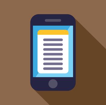 Smartphone displaying digital notes or document content vector