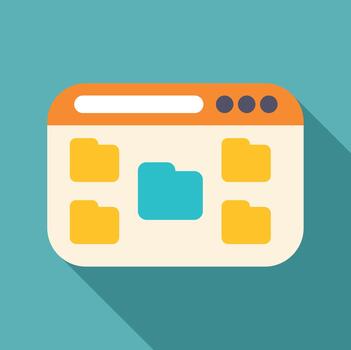 File manager window showing folders and data organization vector