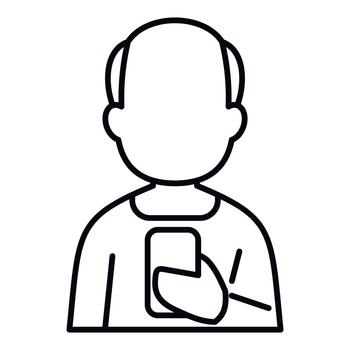 Senior man using smartphone, digital communication technology vector