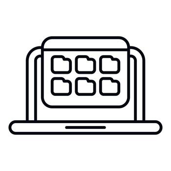 Laptop display showing digital folders and files management vector
