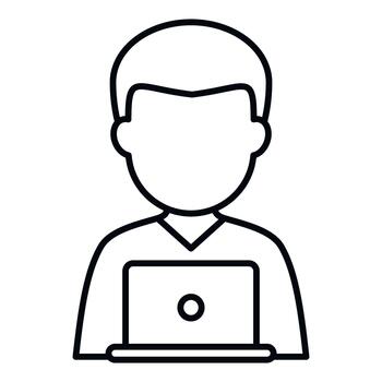 hombre usuario avatar trabajando con ordenador portátil computadora vector