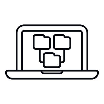 Laptop displaying folder structure network and data organization vector