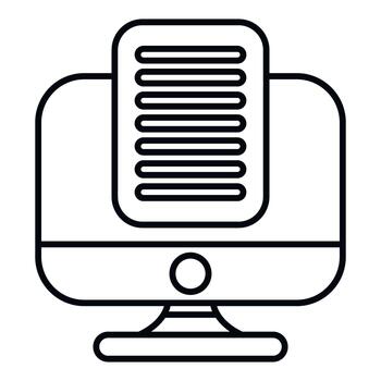 Computer monitor displaying document or digital file icon vector