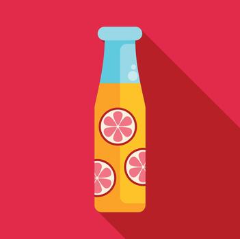 Grapefruit juice bottle with citrus slices refreshing drink vector