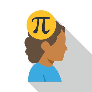 Person thinking about pi mathematical constant symbol vector