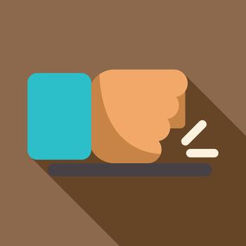 Fist slamming down on a surface showing impact vector