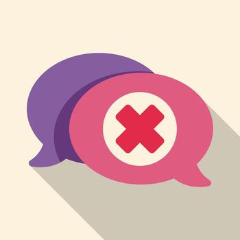 Two chat speech bubbles indicating communication error vector