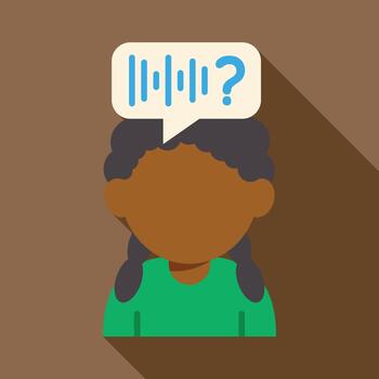 Person thinking about voice commands or audio input vector