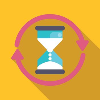 Hourglass symbol showing time cycle loop vector