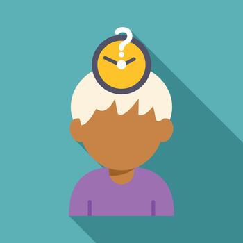 Senior person experiencing memory loss and temporal confusion vector