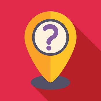 Location question mark pin on red background vector